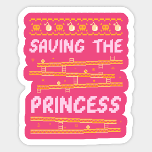 Gamer Saving the Princess Ugly Sweater Style Sticker